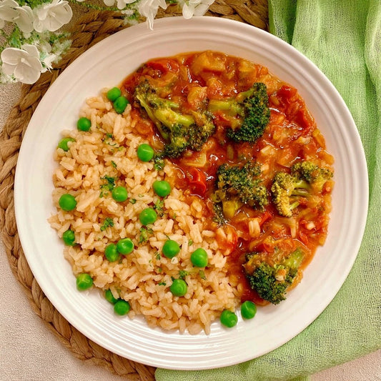 Sweet and Sour Chicken with Fried Rice and Peas