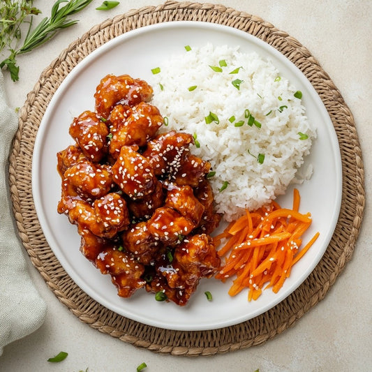 Korean Fried Chicken with Rice & Pickled Carrots