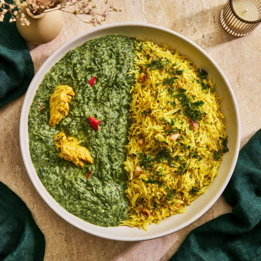 Green Thai Curry with Chicken and Vegetables with Garlic Turmeric Basmati Rice