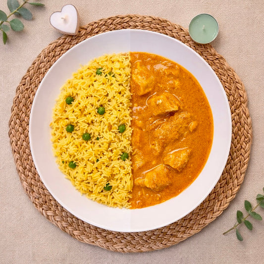 Chicken Korma with Matar Pulao