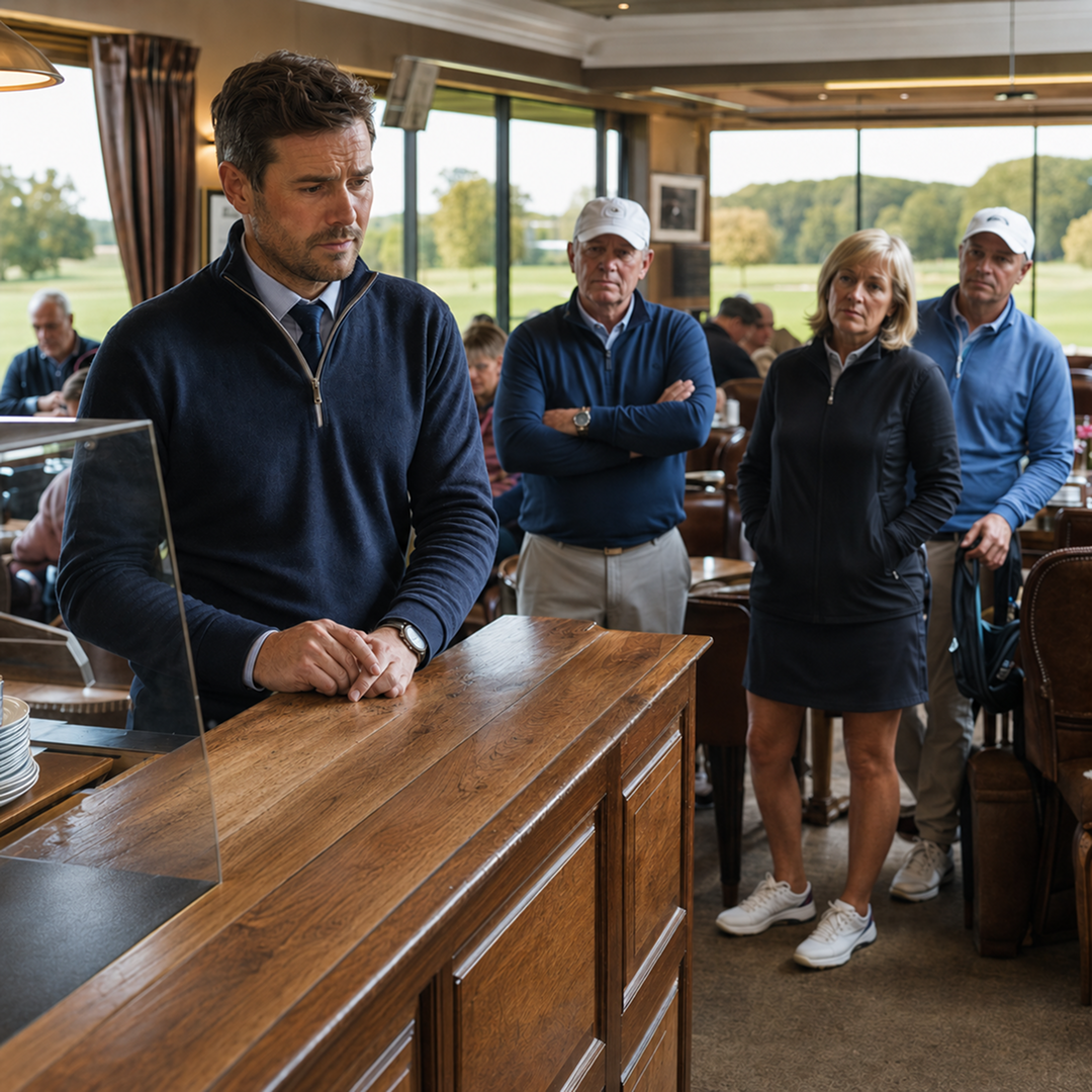 Golf club members waiting at the clubhouse servery counter - the catering challenge managers recognise