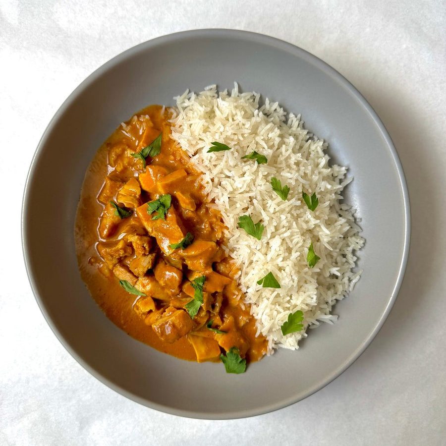 Nova Chef butter chicken curry with basmati rice